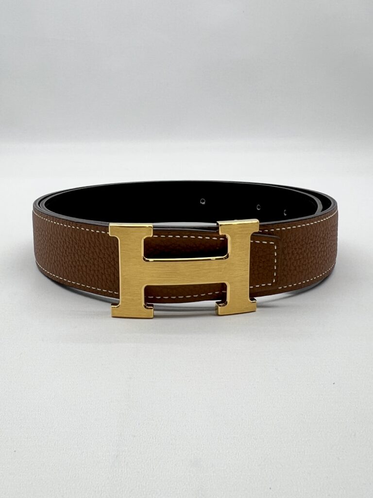 Hermes Reversible Belt 32MM Noir Gold GHW
