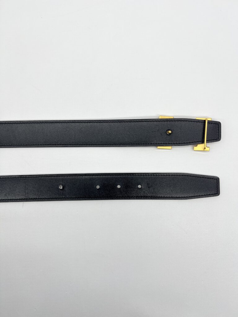Hermes Reversible Belt 32MM Noir Gold GHW