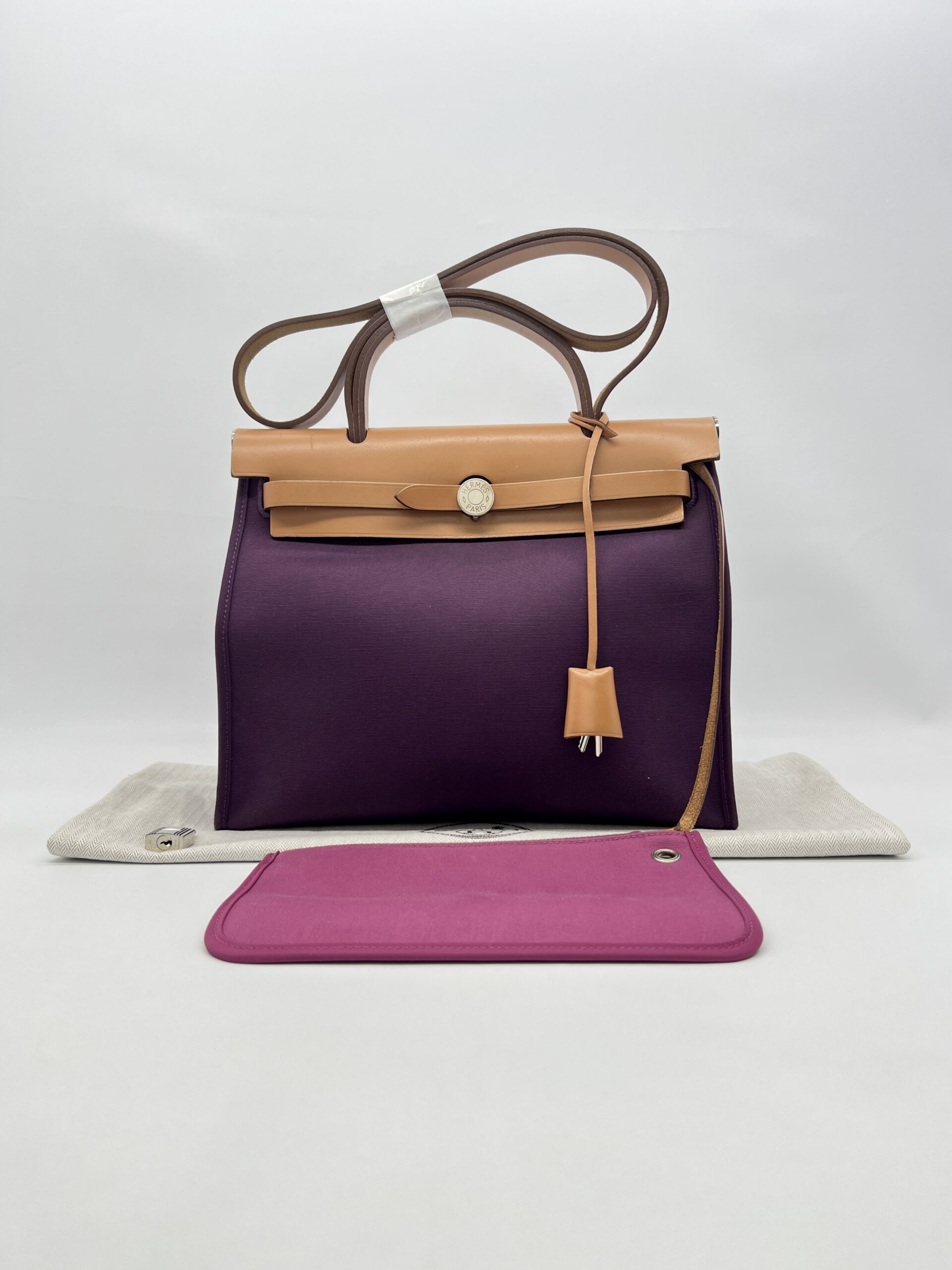 Hermes Herbag 31 Toile Cassis PHW