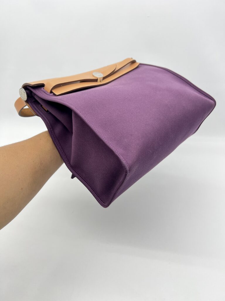 Hermes Herbag 31 Toile Cassis PHW