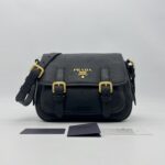 Prada Double Buckle Sling Bag Leather Black GHW