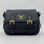 Prada Double Buckle Sling Bag Leather Black GHW