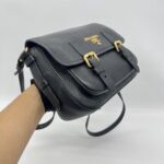 Prada Double Buckle Sling Bag Leather Black GHW