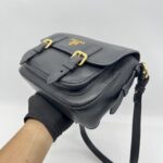 Prada Double Buckle Sling Bag Leather Black GHW