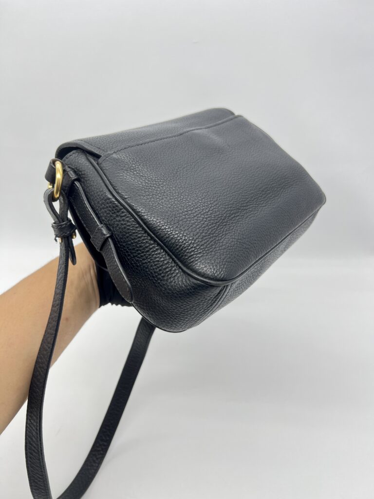 Prada Double Buckle Sling Bag Leather Black GHW