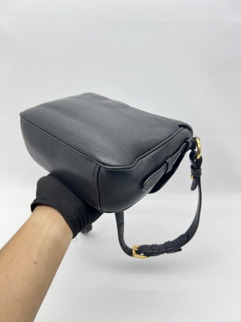Prada Double Buckle Sling Bag Leather Black GHW
