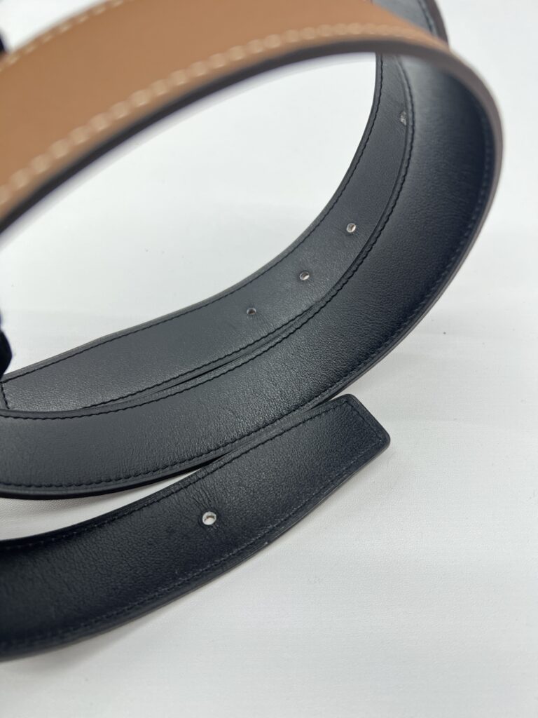 Hermes Reversible Belt 32MM Noir Gold GHW