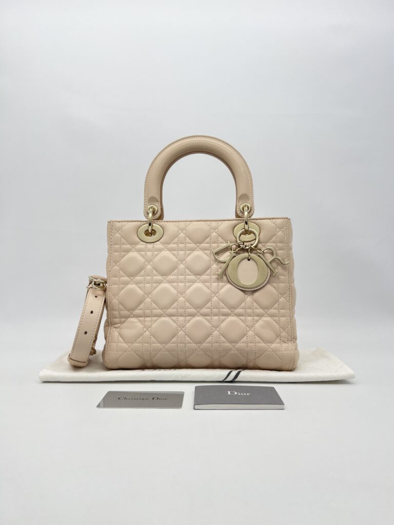 Dior Lady Dior Medium Lambskin Nude Pink GHW