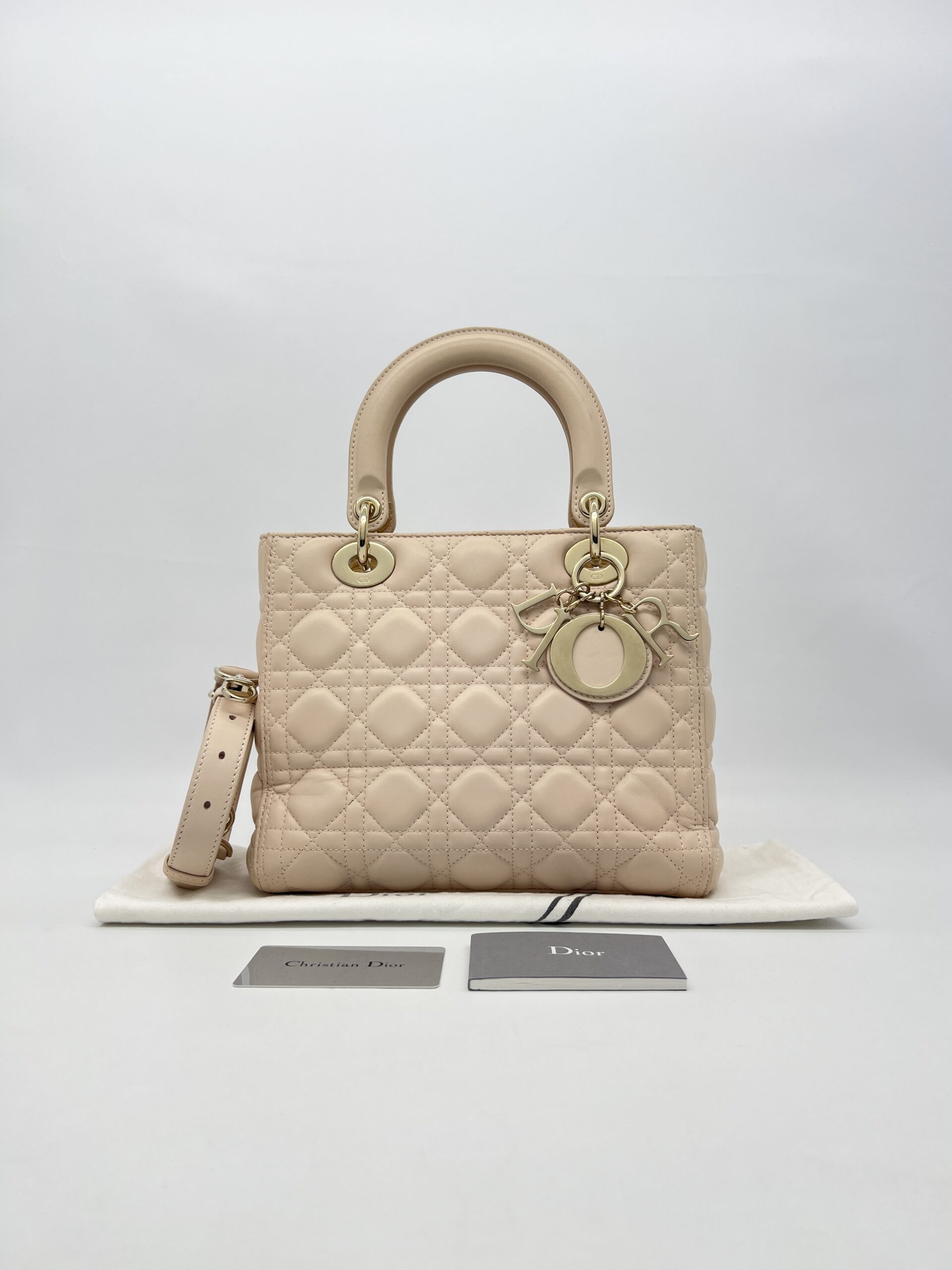 Dior Lady Dior Medium Lambskin Nude Pink GHW