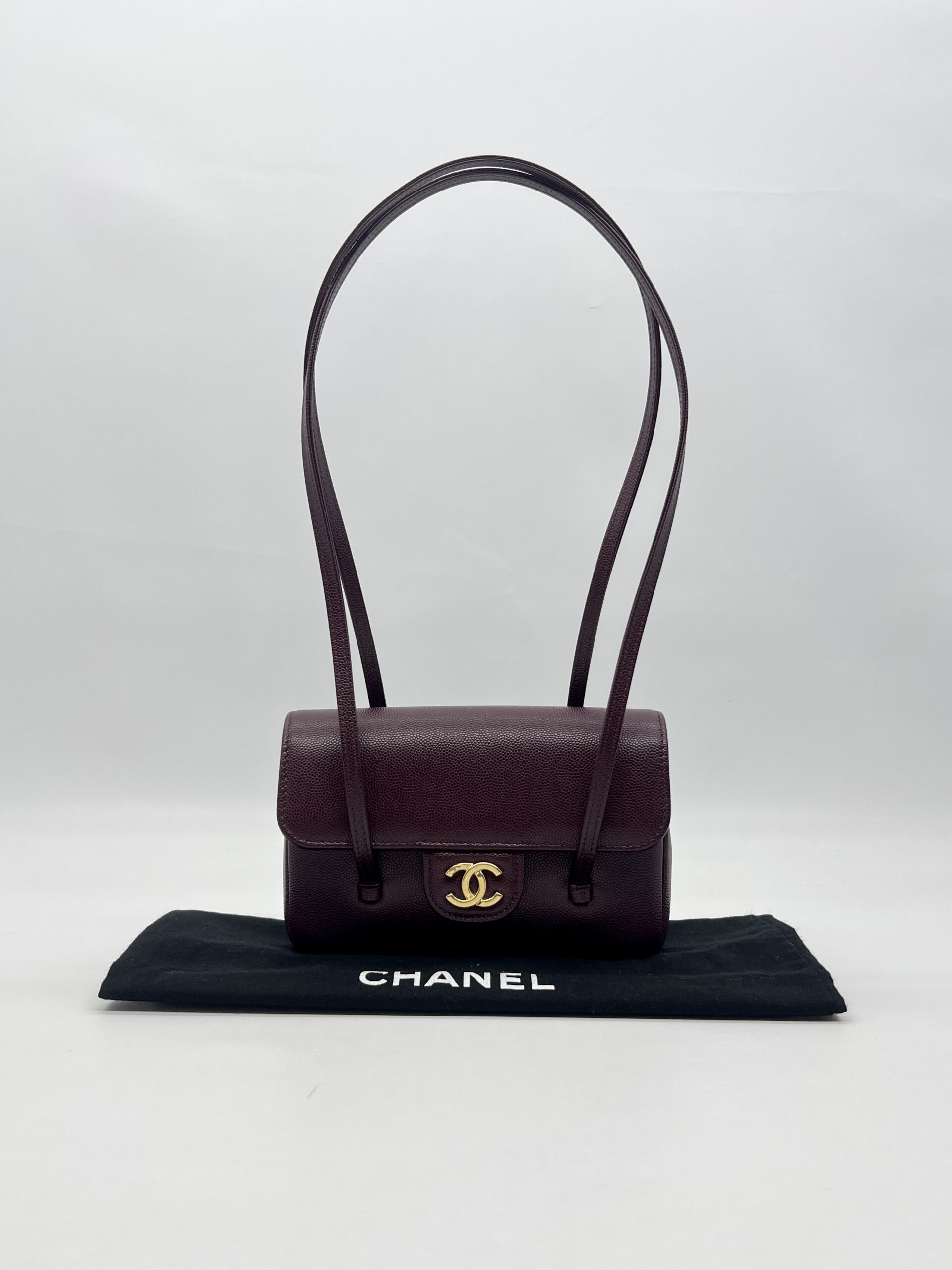 Chanel C26 Preppy Long Handle Caviar Maroon GHW