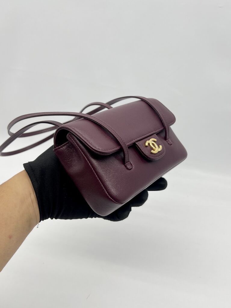 Chanel C26 Preppy Long Handle Caviar Maroon GHW