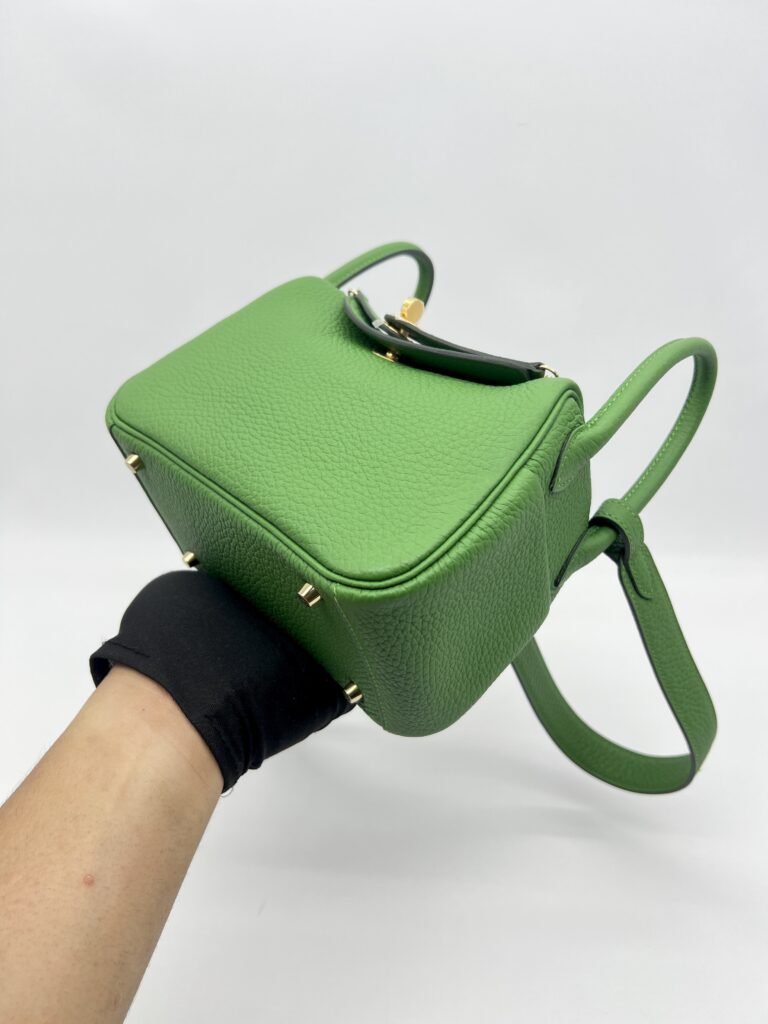 Hermes Mini Lindy Clemence Vert Yucca GHW