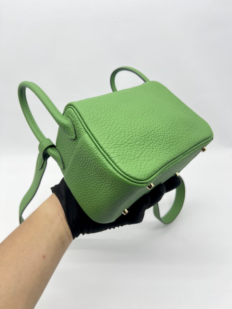 Hermes Mini Lindy Clemence Vert Yucca GHW