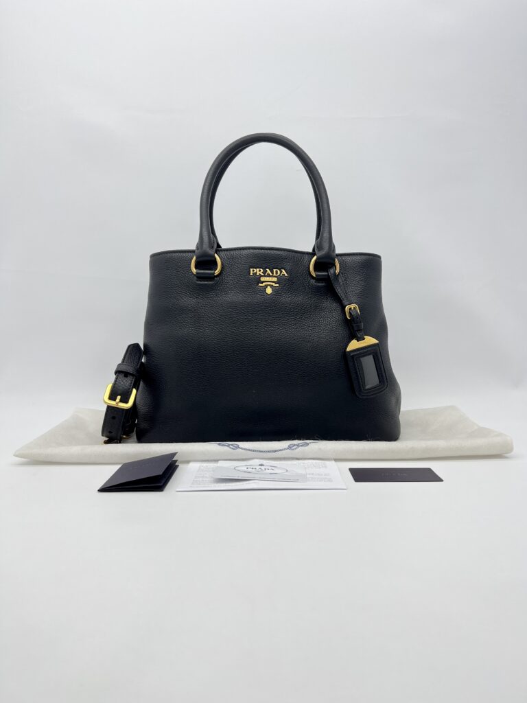 Prada Top Handle Bag Vitello Phenix Nero GHW