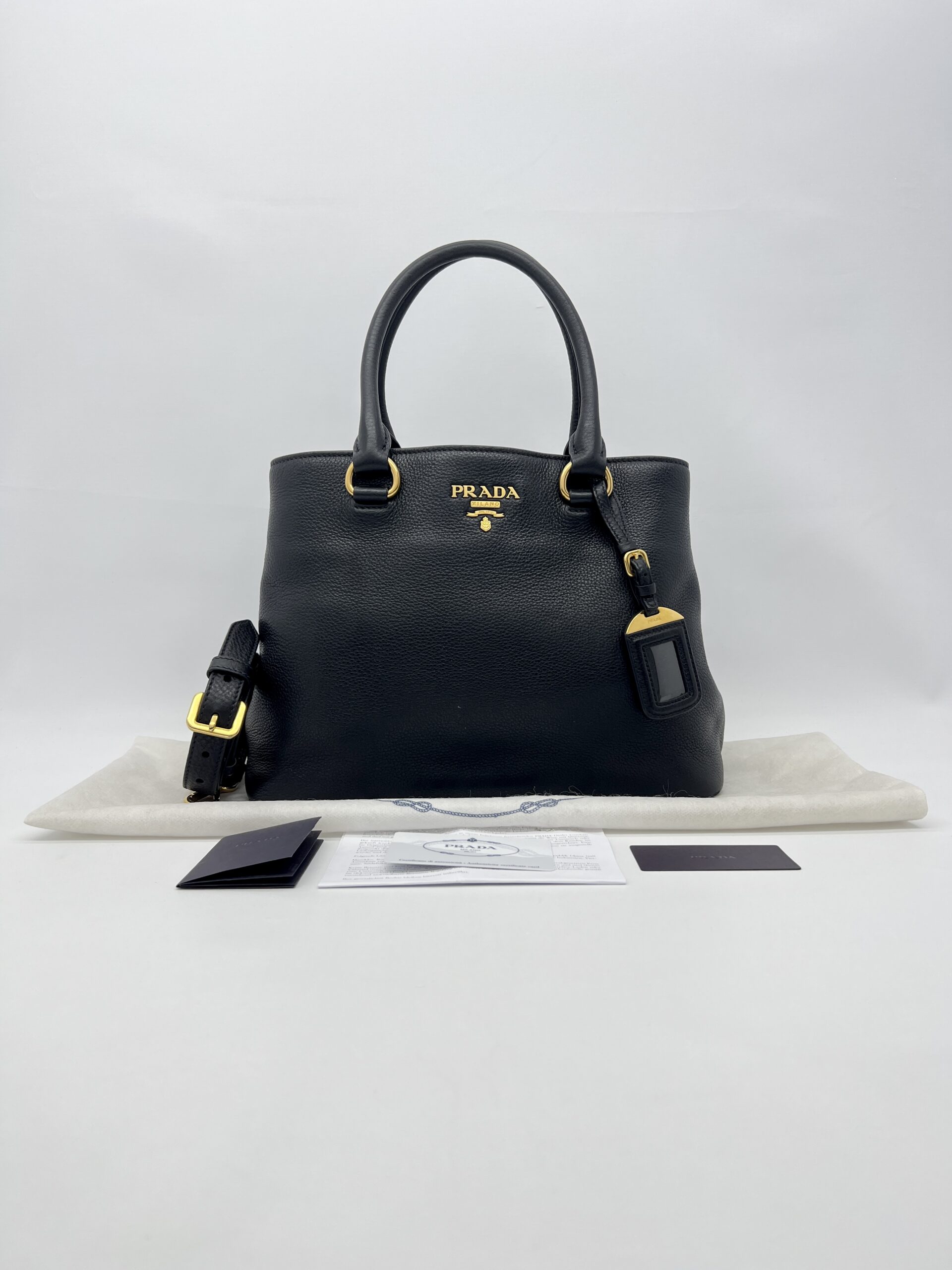 Prada Top Handle Bag Vitello Phenix Nero GHW