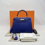 Hermes Kelly 25 Epsom Bleu Electrique GHW