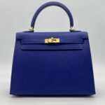 Hermes Kelly 25 Epsom Bleu Electrique GHW