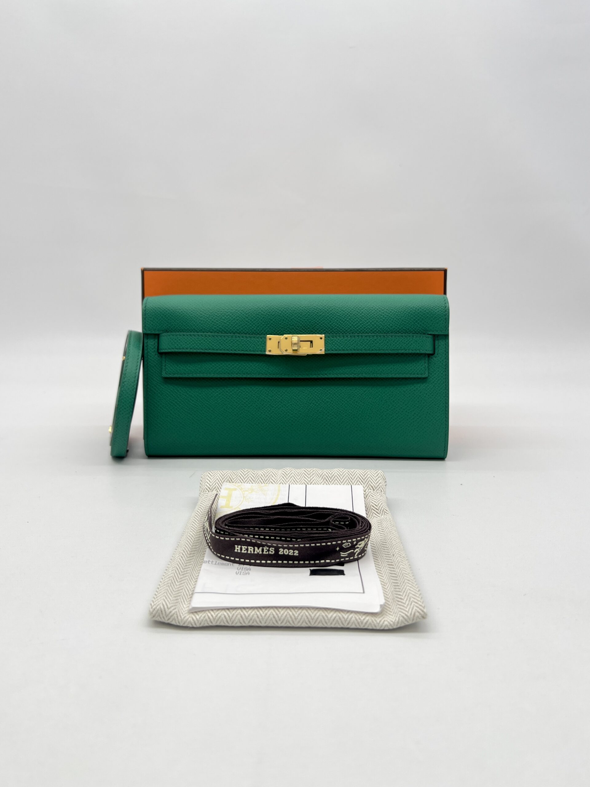 Hermes Kelly Wallet To Go Epsom Vert Jade GHW