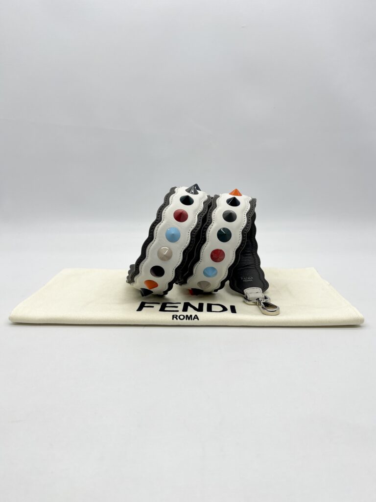 Fendi Studded Strap White Grey Multicolor SHW