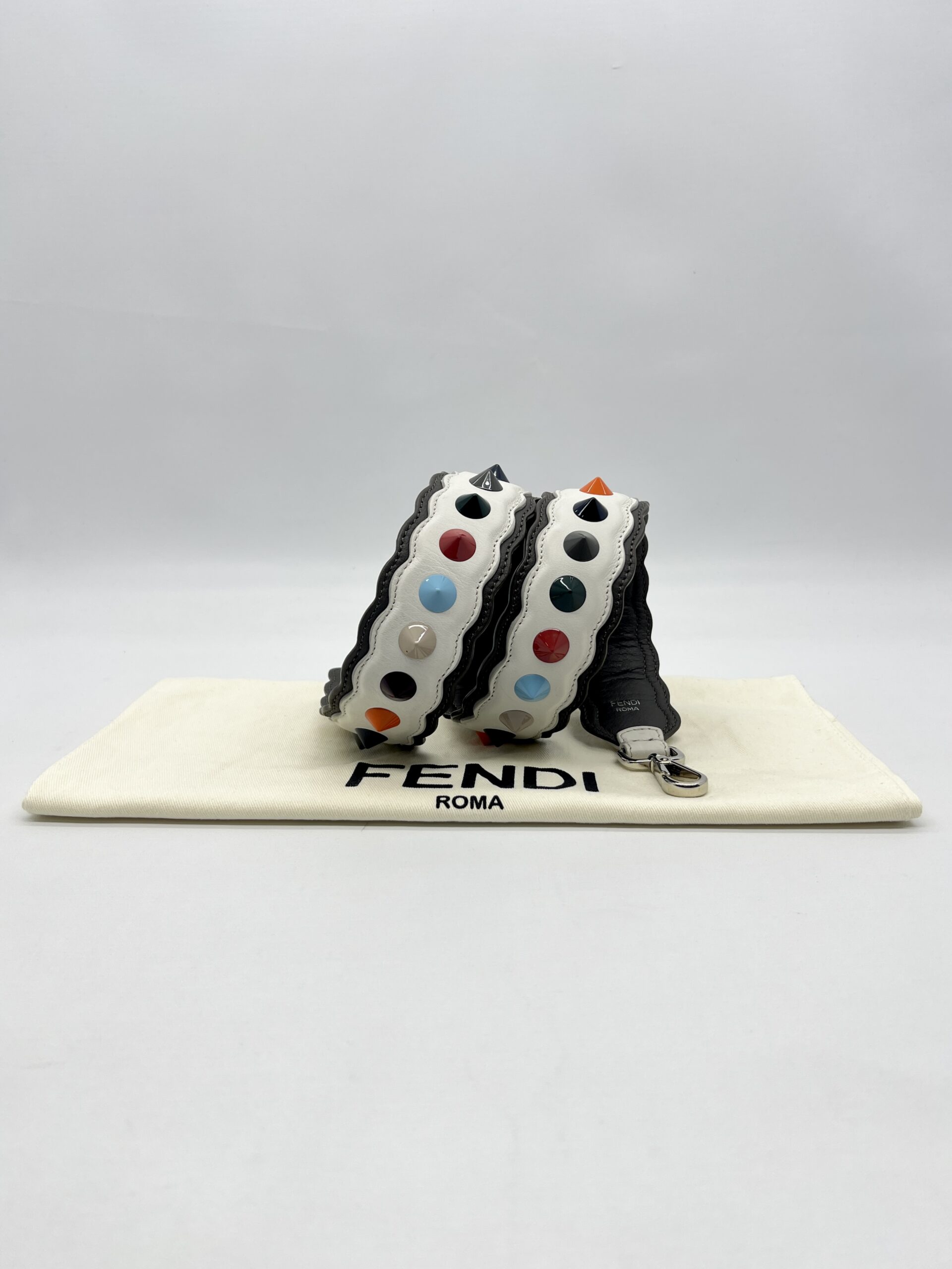 Fendi Studded Strap White Grey Multicolor SHW