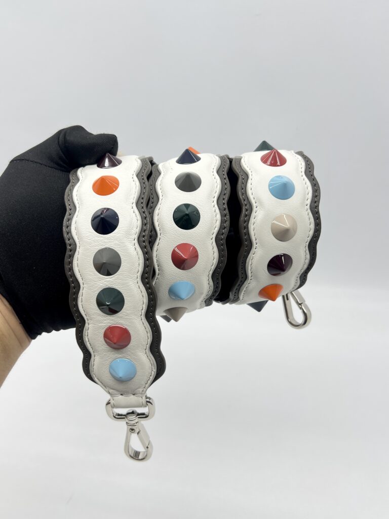 Fendi Studded Strap White Grey Multicolor SHW