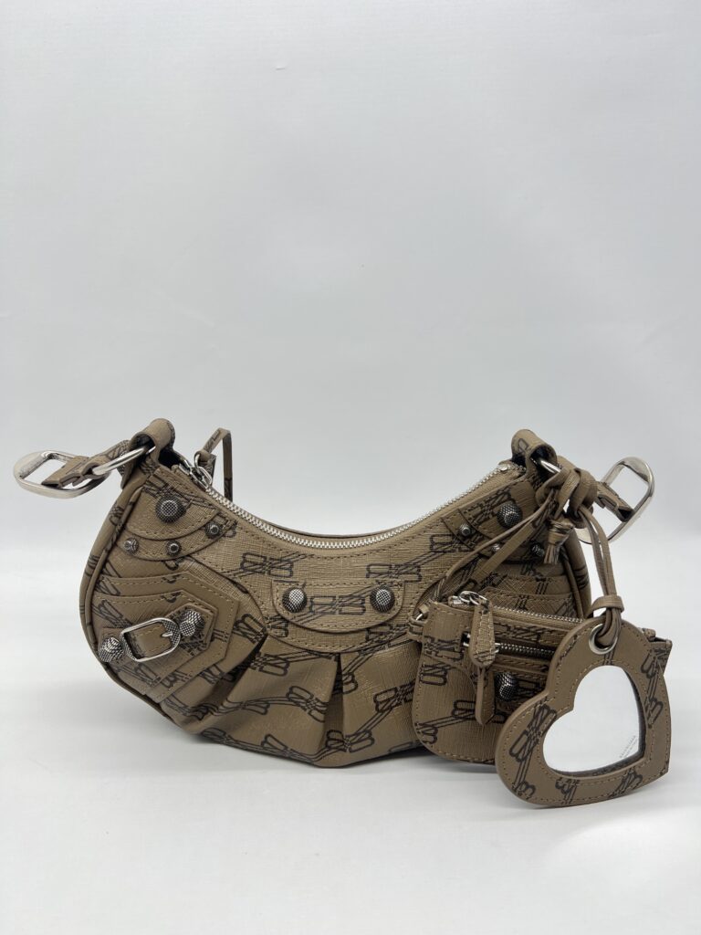 Balenciaga Cagole Xs Brown All Over Logo SHW