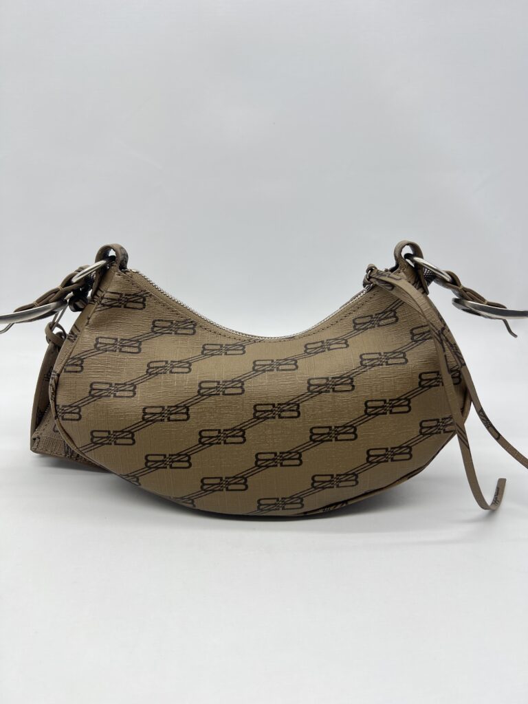 Balenciaga Cagole Xs Brown All Over Logo SHW