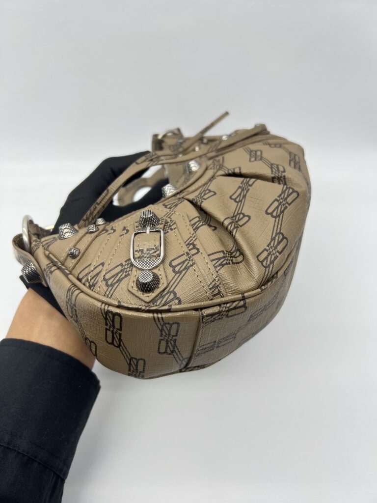 Balenciaga Cagole Xs Brown All Over Logo SHW