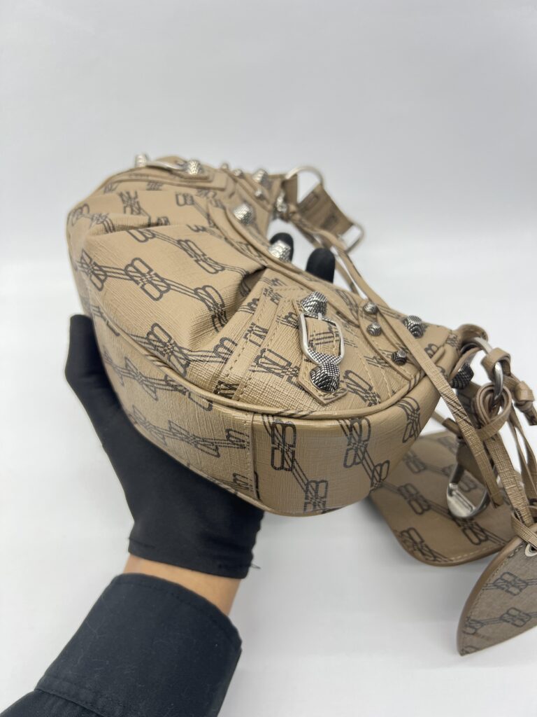 Balenciaga Cagole Xs Brown All Over Logo SHW