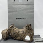 Balenciaga Cagole Xs Brown All Over Logo SHW