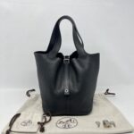 Hermes Picotin 22 Clemence Noir PHW