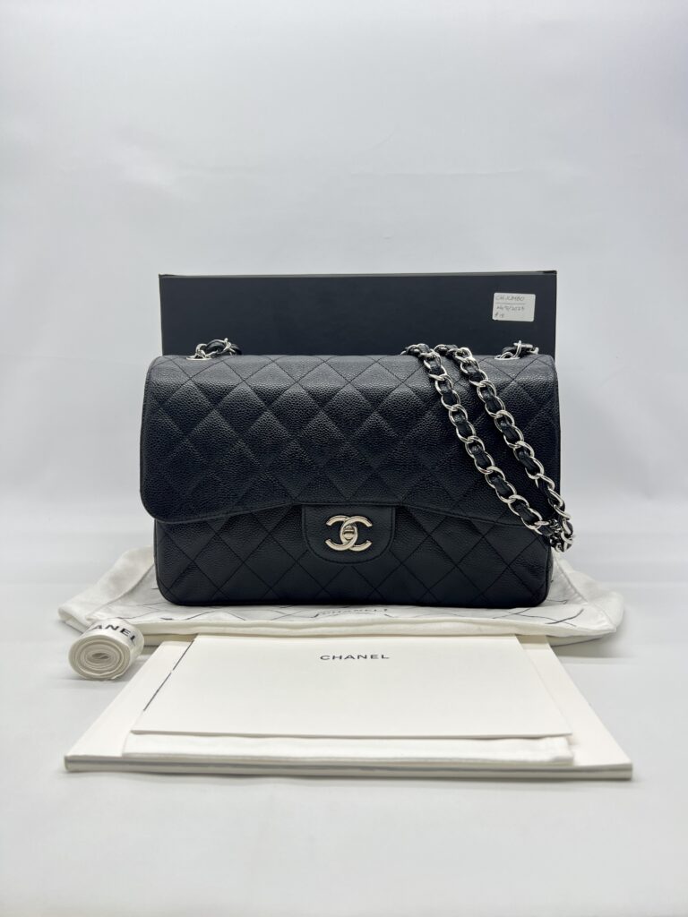 Chanel Jumbo Classic D Flap Caviar Black SHW