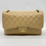 Chanel Jumbo Classic D Flap Caviar Beige GHW