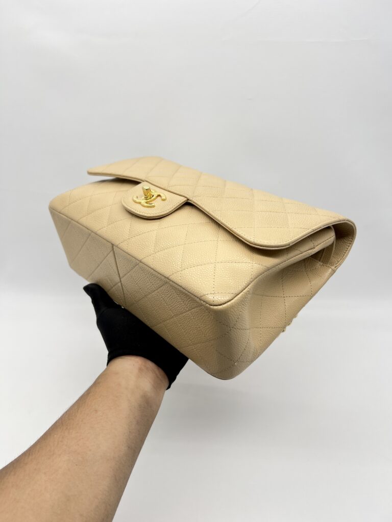 Chanel Jumbo Classic D Flap Caviar Beige GHW