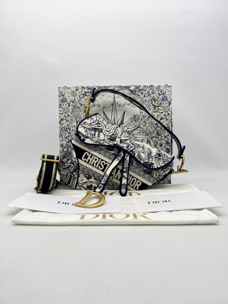 Dior Saddle Medium Canvas Toile De Jouy GHW