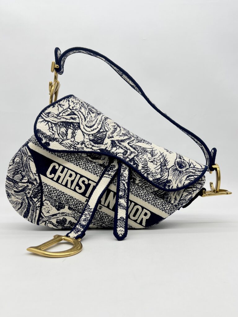 Dior Saddle Medium Canvas Toile De Jouy GHW