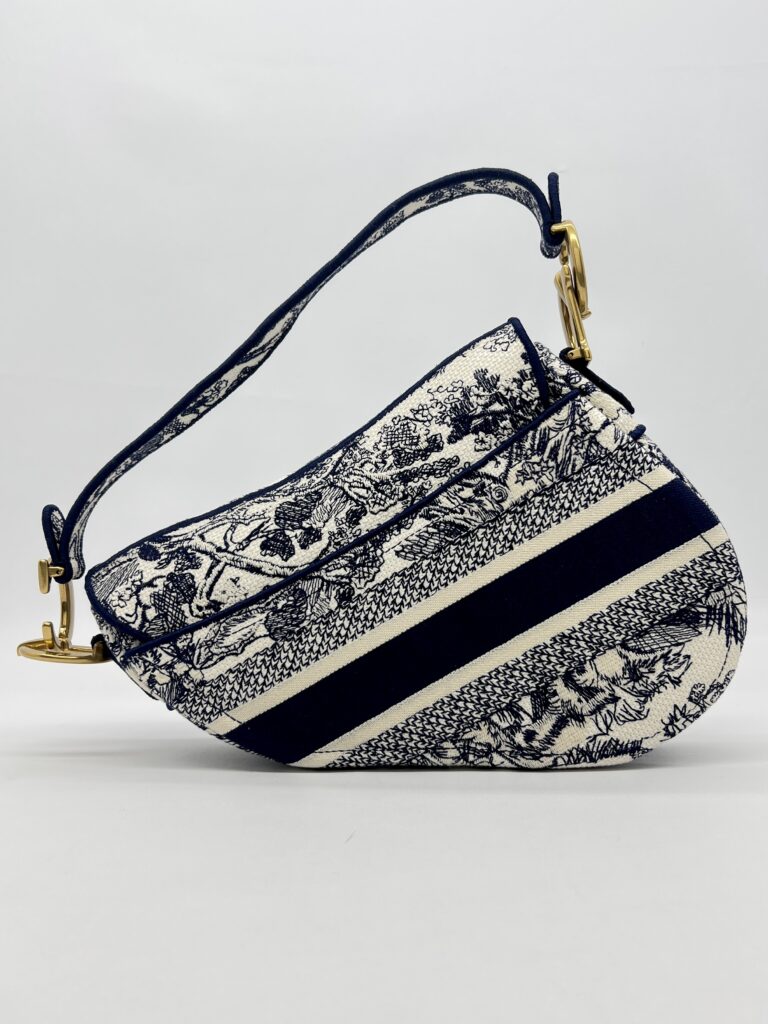 Dior Saddle Medium Canvas Toile De Jouy GHW