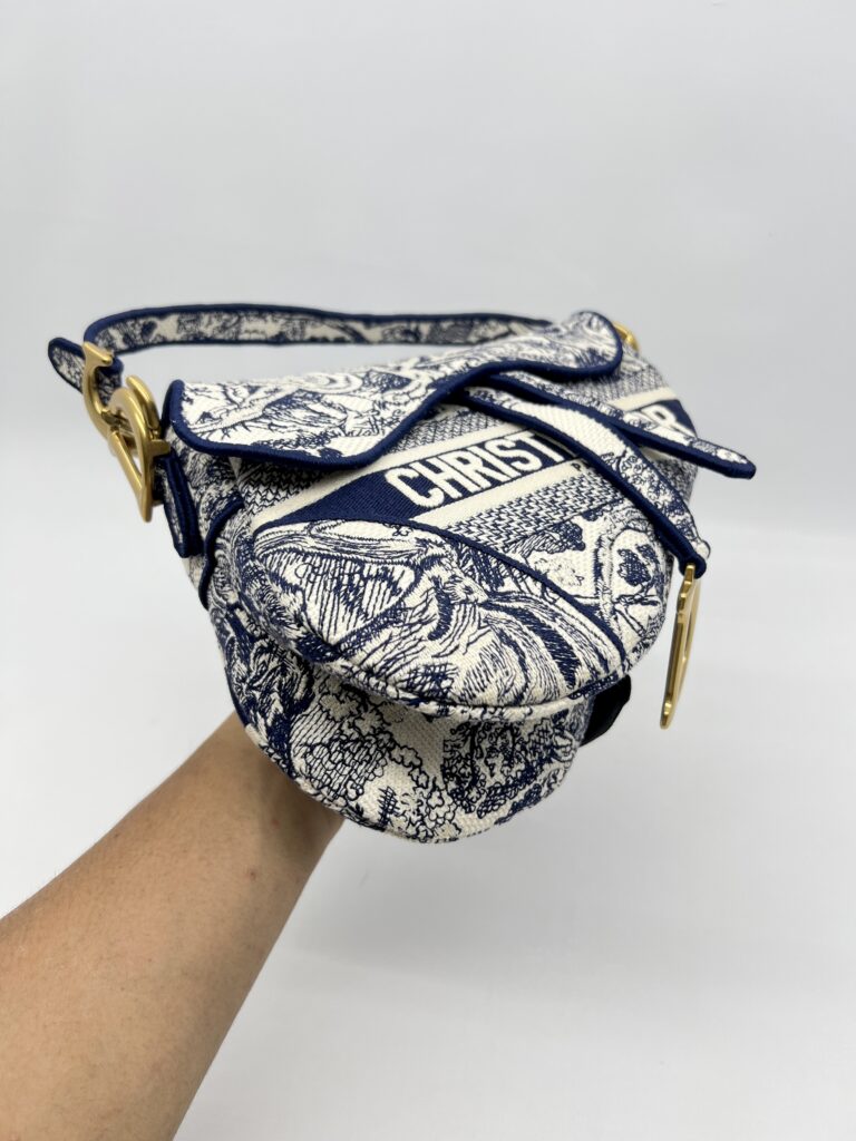Dior Saddle Medium Canvas Toile De Jouy GHW