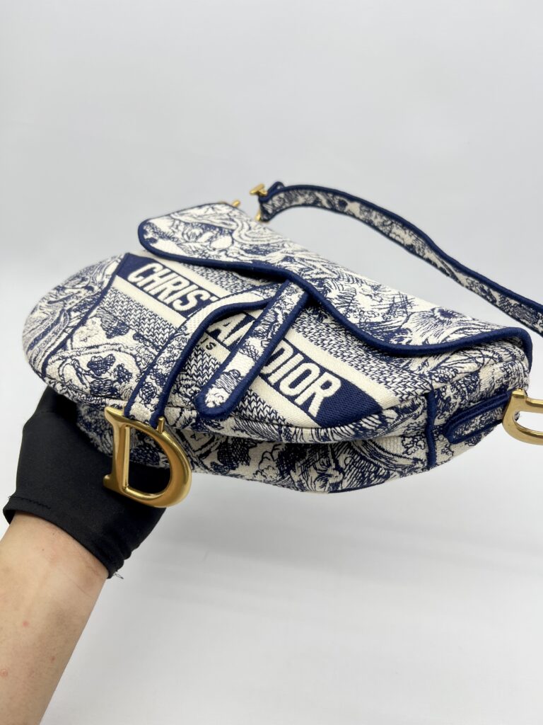 Dior Saddle Medium Canvas Toile De Jouy GHW