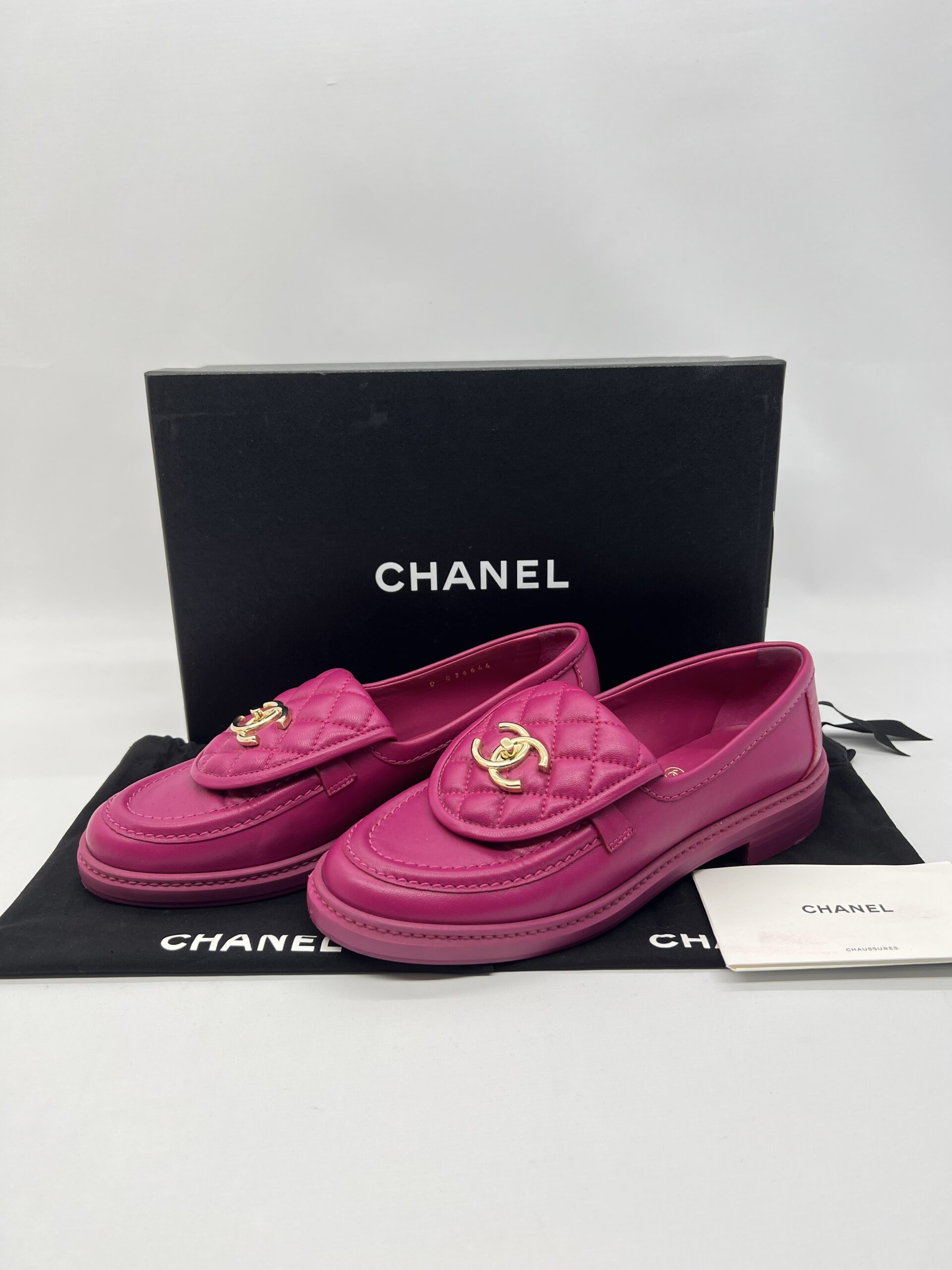 Chanel Moccasins Loafers Fuchsia GHW