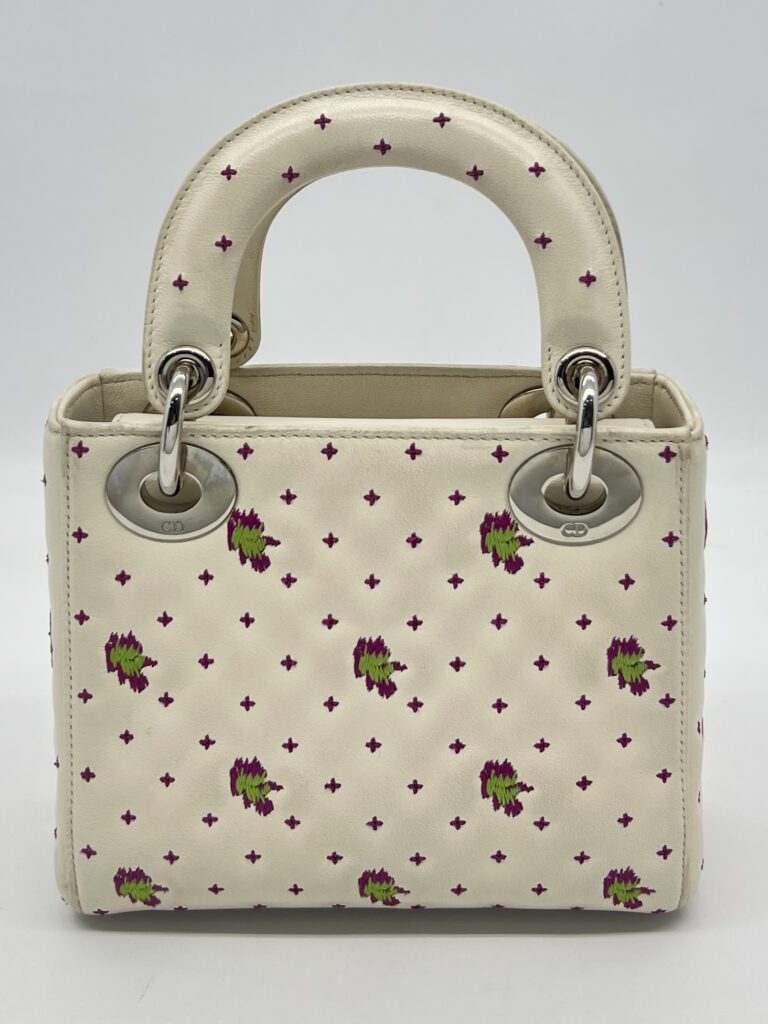 Dior Lady D Mini White Embroidered SHW