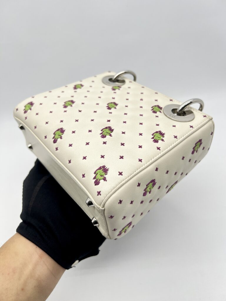 Dior Lady D Mini White Embroidered SHW