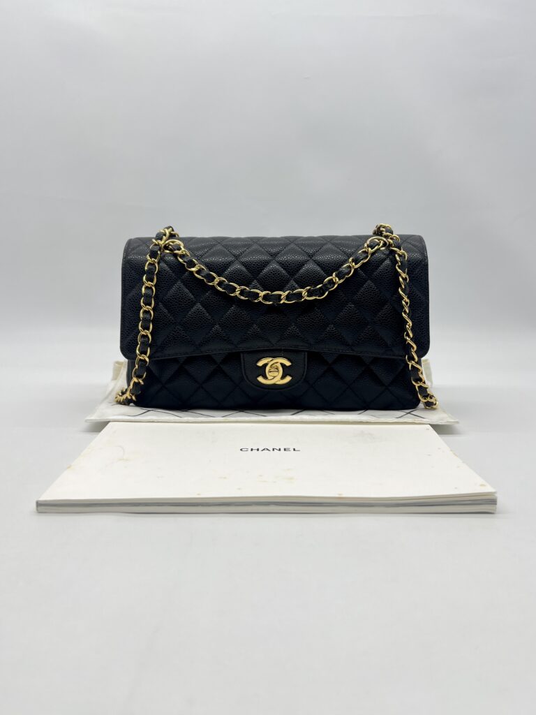 Chanel Medium Classic D Flap Caviar Black GHW