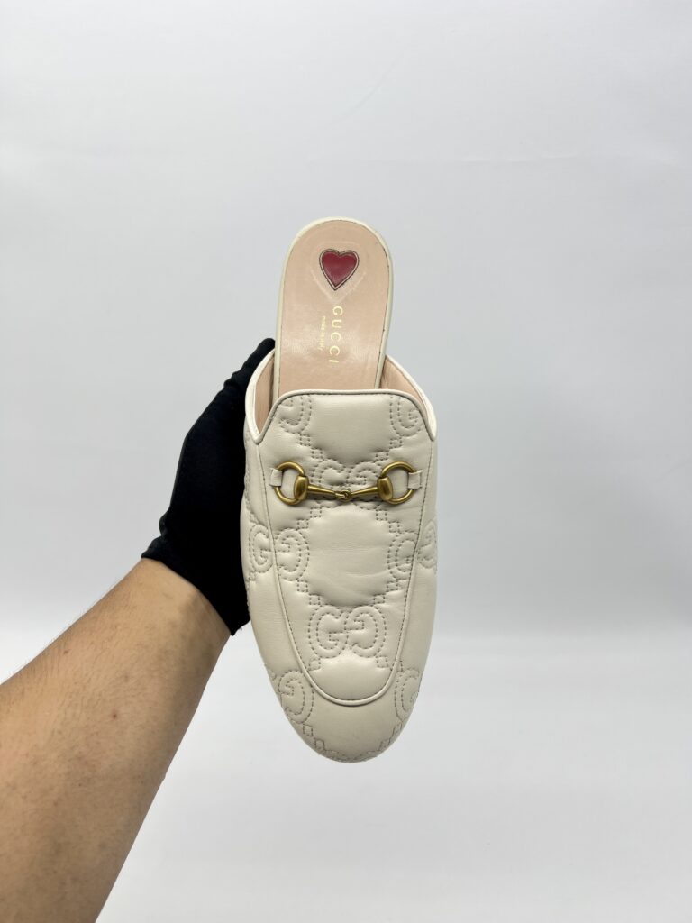 Gucci Princetown Slipper Leather White GHW