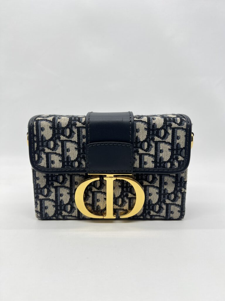 Dior  30 Montaigne Box Canvas Oblique Navy GHW
