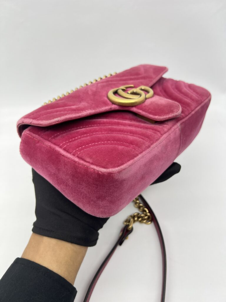 Gucci Marmont Mini Velvet Pink GHW