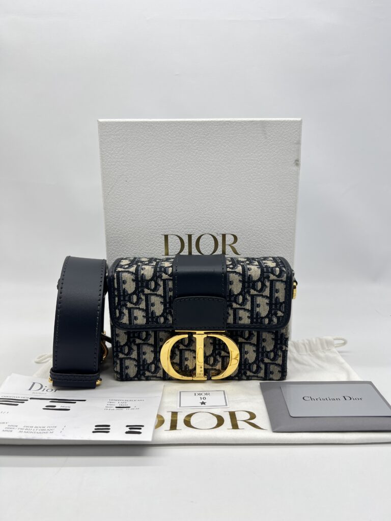 Dior  30 Montaigne Box Canvas Oblique Navy GHW