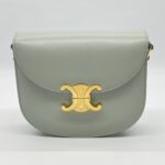 Celine Triomp Besace Clea Bag Shiny Calfskin Light  Grey GHW