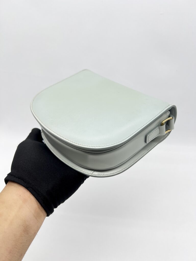 Celine Triomp Besace Clea Bag Shiny Calfskin Light  Grey GHW