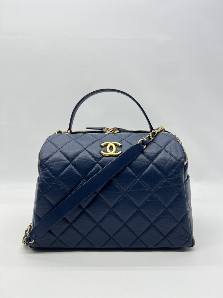 Chanel Bowling Bag Blue Navy GHW